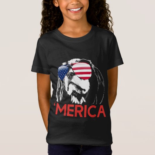 Merica Cavalier King Charles Spaniel Amerikaanse v T-shirt (Voorkant)