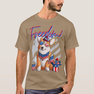 Merica Corgi dog 4 juli Amerikaanse vlag T-Shirt