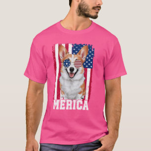 Merica Corgi Dog USA Vlag Patriottisch 4 juli T-shirt