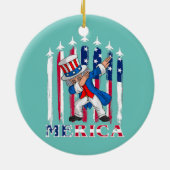 Merica Dabbing Oom Sam op 4 juli Amerikaanse vlag Keramisch Ornament (Achterkant)