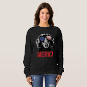 Merica Dachshund Dog American Flag Sunbril 4th Trui (Voorkant volledig)