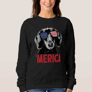 Merica Dachshund Dog American Flag Sunbril 4th Trui