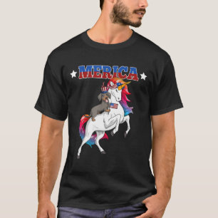 Merica Dachshund Dog Unicorn Verenigde Staten Amer T-shirt