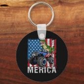 Merica Dinosaur Monster Truck Amerikaanse vlag 4e  Sleutelhanger (Voorkant)