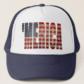 "MERICA  Distress US Flag Trucker Hat Trucker Pet (Voorkant)