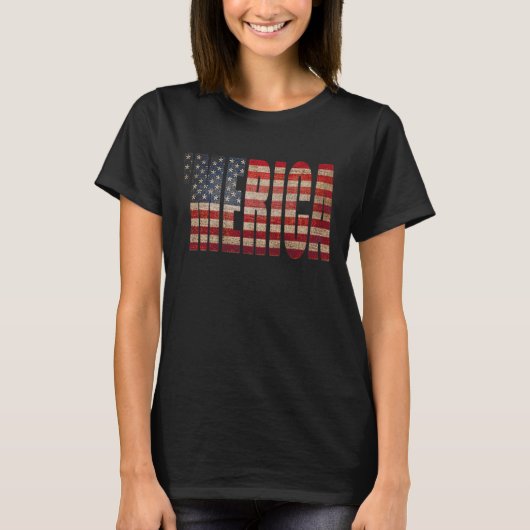 "MERICA Distsed US Vlag T-shirt (Voorkant)