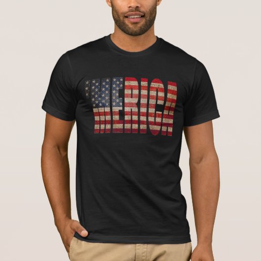 "MERICA Distsed US Vlag T-shirt (Voorkant)