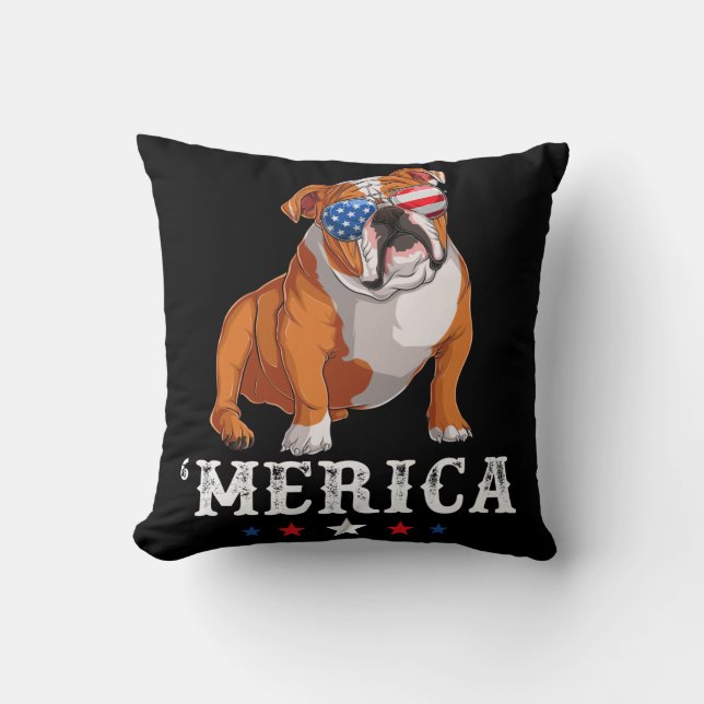 Merica Dog 4 juli Verenigde Staten Amerikaanse vla Kussen (Voorkant)