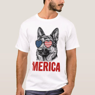 Merica Duitse Herdershond Vlag Zonnebril Shirt Ont