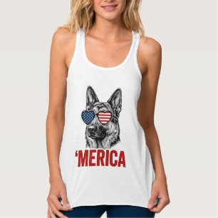 Merica Duitse Herdershond Vlag Zonnebril Shirt Ont