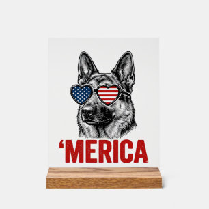 Merica Duitse Herdershond Vlag Zonnebril Shirt Ont Acryl Bord