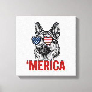 Merica Duitse Herdershond Vlag Zonnebril Shirt Ont Canvas Afdruk