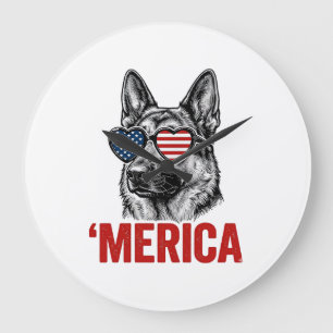 Merica Duitse Herdershond Vlag Zonnebril Shirt Ont Grote Klok