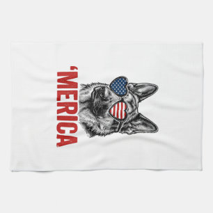 Merica Duitse Herdershond Vlag Zonnebril Shirt Ont Theedoek