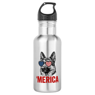 Merica Duitse Herdershond Vlag Zonnebril Shirt Ont Waterfles