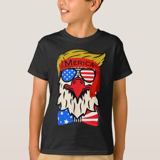 Merica Eagle 4 juli Onafhankelijkheidsdag Amerikaa T-shirt (Voorkant)