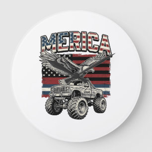 Merica Eagle Monster Truck Vintage Patriottisch Grote Klok