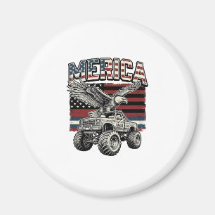 Merica Eagle Monster Truck Vintage Patriottisch Magneet