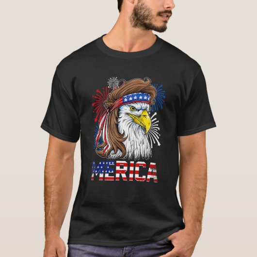 Merica Eagle Mulle American Flag VS Man 4th of ju T-shirt (Voorkant)