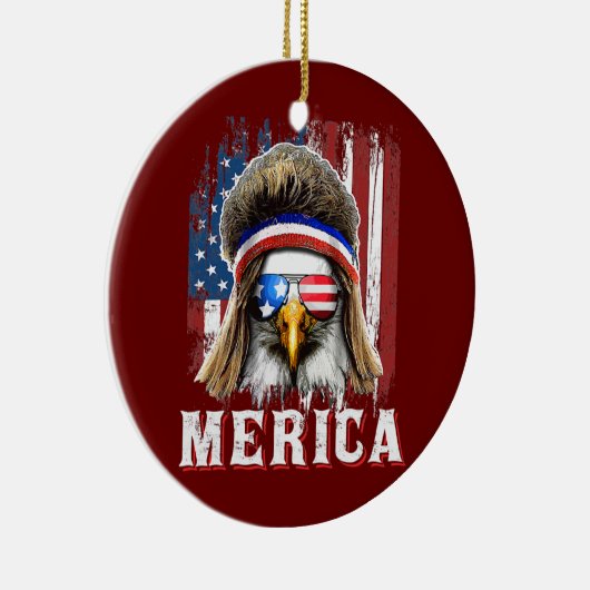 Merica Eagle Mullet, 4 juli Amerikaanse vlag Keramisch Ornament (Rechts)