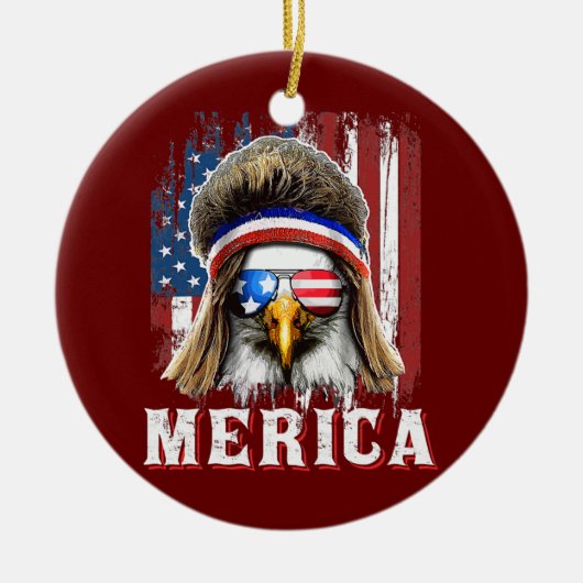Merica Eagle Mullet, 4 juli Amerikaanse vlag Keramisch Ornament (Voorkant)