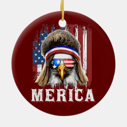 Merica Eagle Mullet, 4 juli Amerikaanse vlag Keramisch Ornament (Achterkant)