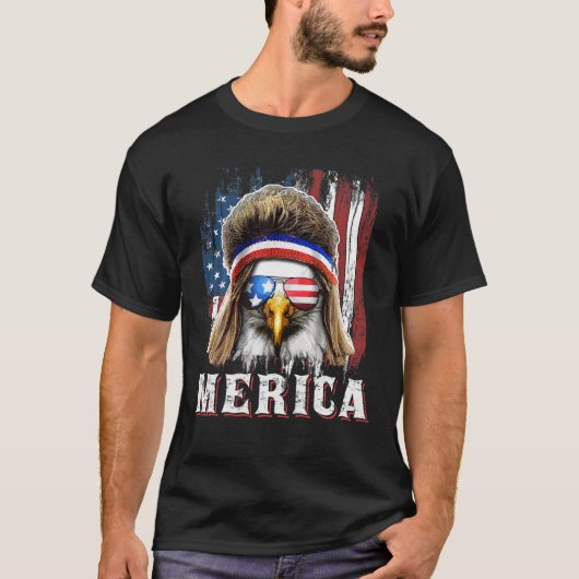 Merica Eagle Mullet, 4 juli Amerikaanse vlag Star T-shirt (Voorkant)
