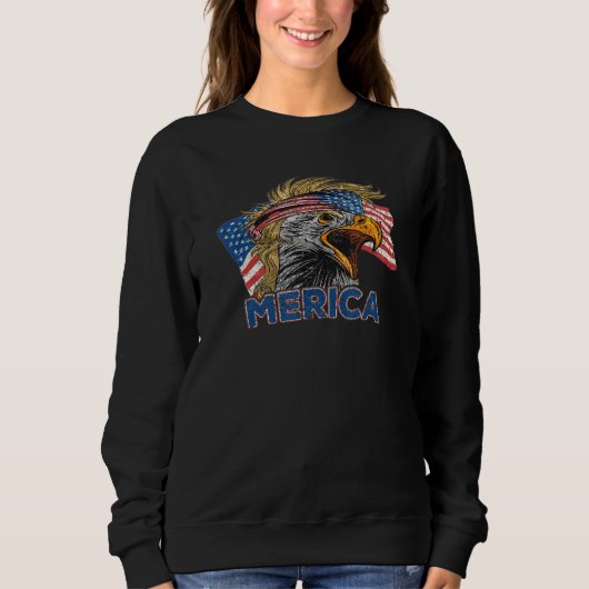 Merica Eagle Mullet, 4 juli Amerikaanse vlag Trui (Voorkant)