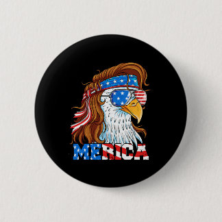 Merica Eagle Mullet 4 juli Amerikaanse vlag Usa  Ronde Button 5,7 Cm