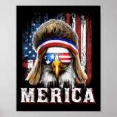 Merica Eagle Mullet, 4 juli Amerikaanse vlagster Poster (Voorkant)