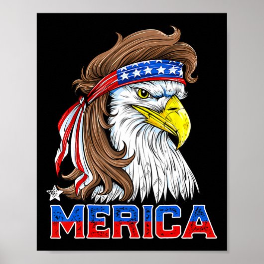 Merica Eagle Mullet 4 juli mannen vrouwen Amerikaa Poster (Voorkant)