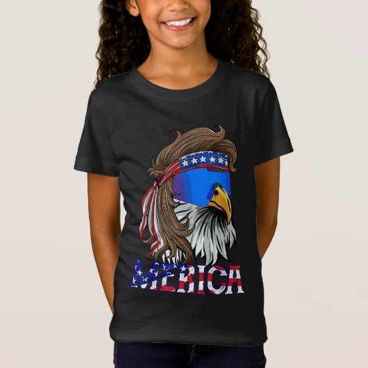 Merica Eagle Mullet Amerikaanse vlag USA Mannen 4e T-shirt (Voorkant)