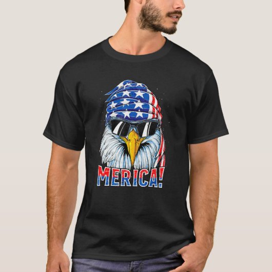 Merica Eagle Mullet Amerikaanse vlag VS Veterans 4 T-shirt (Voorkant)