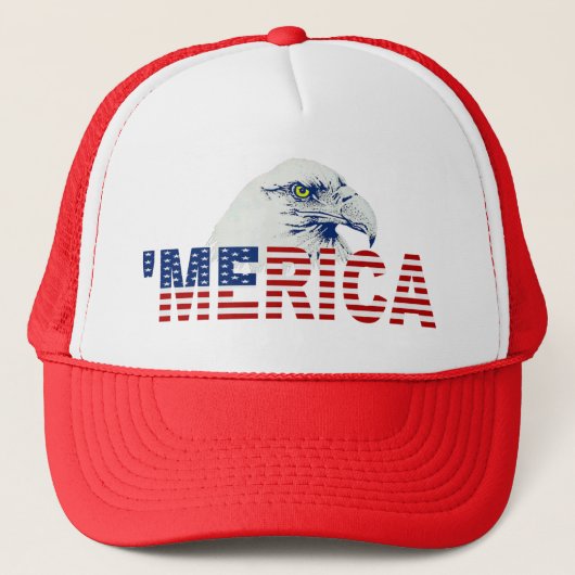 "MERICA Eagle US Flag Trucker Hat Pet (Voorkant)