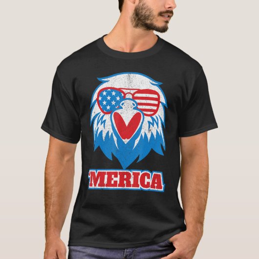 Merica Eagle vs vlag bril 4 juli vogel lov T-shirt (Voorkant)