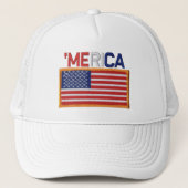 'MERICA Embroided Stitch-Style US Flag Patch Pet (Voorkant)