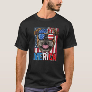 Merica English Bulldog Dog 4 juli American F T-shirt