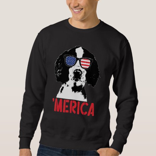 Merica Englisth Springer Spaniel Amerikaanse Vlag Trui (Voorkant)