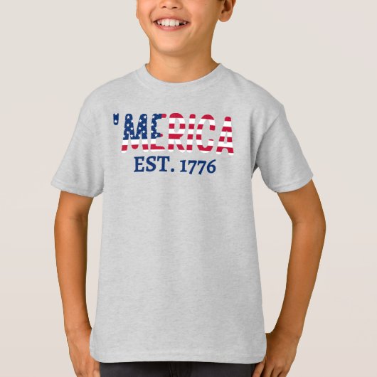 "merica Est. 1776 American Patriotic T-Shirt (Voorkant)