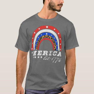 Merica EST 1776 Amerikaanse regenboogvlag 4 juli T-shirt