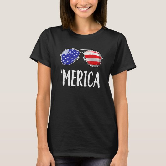 Merica Flag Sunglasses  Patriotic 4th Of July Men T-shirt (Voorkant)