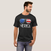 Merica Flag Sunglasses  Patriotic 4th of July Men  T-shirt (Voorkant volledig)