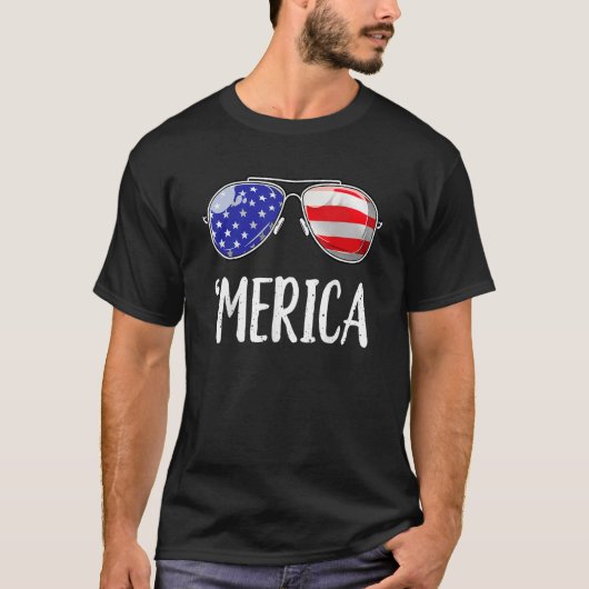 Merica Flag Sunglasses  Patriotic 4th Of July Men T-shirt (Voorkant)
