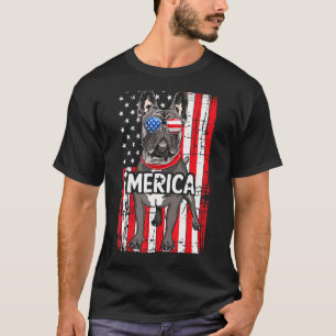 Merica Franse Bulldog VS Amerikaanse vlag Cool Dog T-shirt
