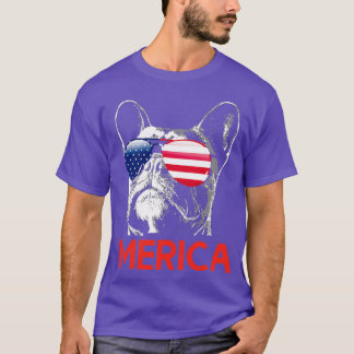 Merica French Bulldog American Flag (2) T-shirt