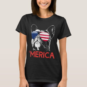 Merica French Bulldog American Flag op 4 juli voor T-shirt