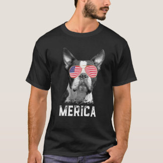 Merica Funny Boston Terrier Puppy Hondenliefhebber T-shirt