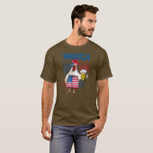 Merica Funny Chicken met bier Vlag 4e van T-shirt (Voorkant volledig)