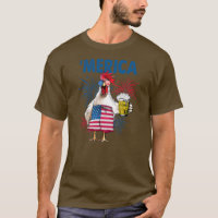 Merica Funny Chicken met bier Vlag 4e van