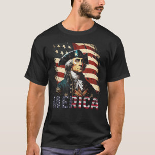 Merica George Washington Amerikaanse Vlag 4 juli T-shirt